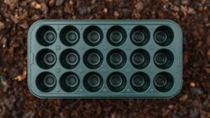 germination tray with 18 seed holes.