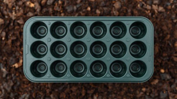 germination tray with 18 seed holes.